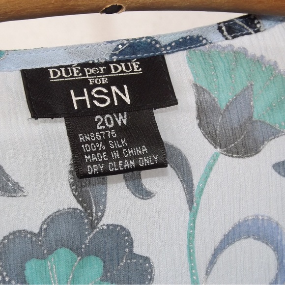 DUE Per DUE for HSN Women Plus size 100% Silk 2X Long Sleeves Blouse - Picture 4 of 9